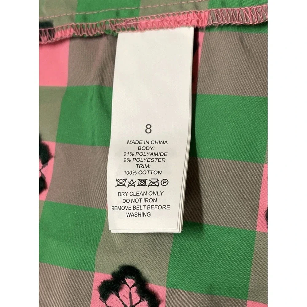 NWT Kate Spade‎ New York Green Pink Plaid Gingham Dress Women's 8 MSRP $598 - Picture 11 of 11